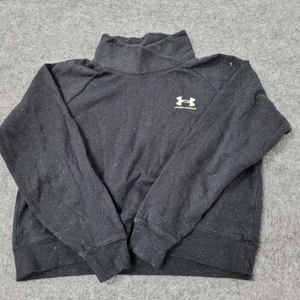 Under Armour Sweatshirt Womens Size M Black Speckled Funnel Neck Loose Fit Cozy